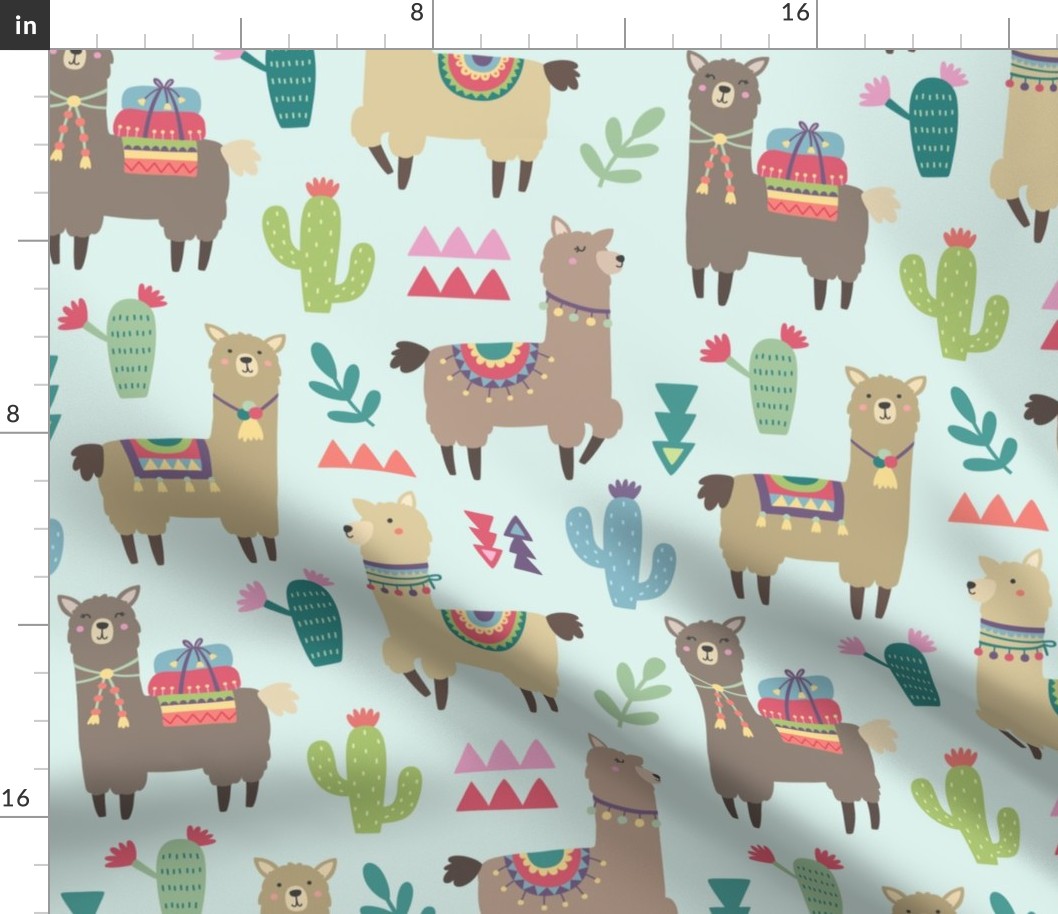 Alpaca, Cactus, and Triangle Pattern