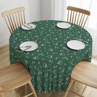 Camp Themed Pattern on Dark Green Background