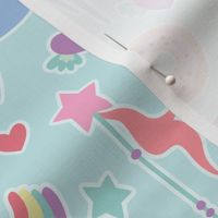 Colorful Unicorn Pattern on a Blue Background