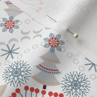 Winter pattern of circular ornaments-snowflakes. 