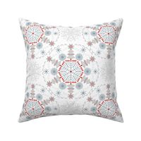 Winter pattern of circular ornaments-snowflakes. 