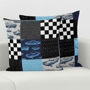 Muscle Cars Wholecloth Patchwork- blue 