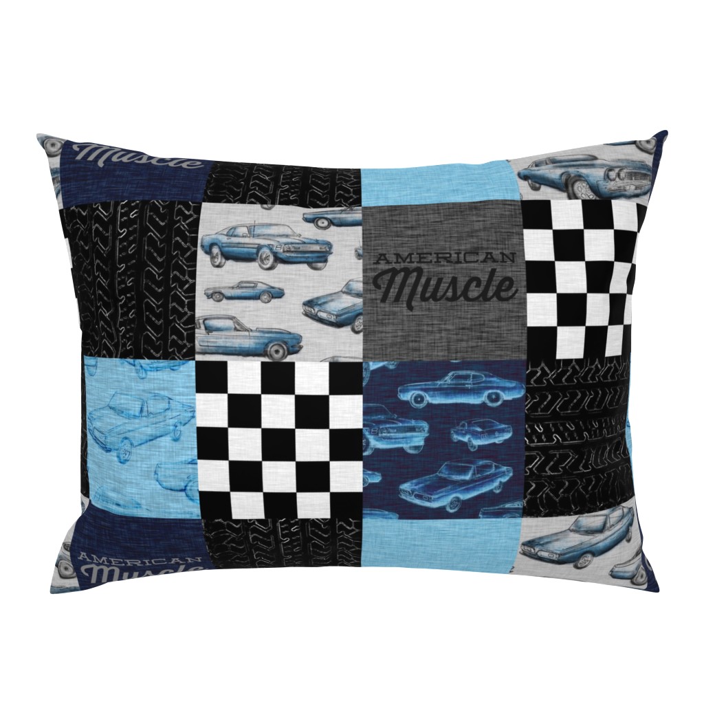 American Muscle Wholecloth Patchwork - blue