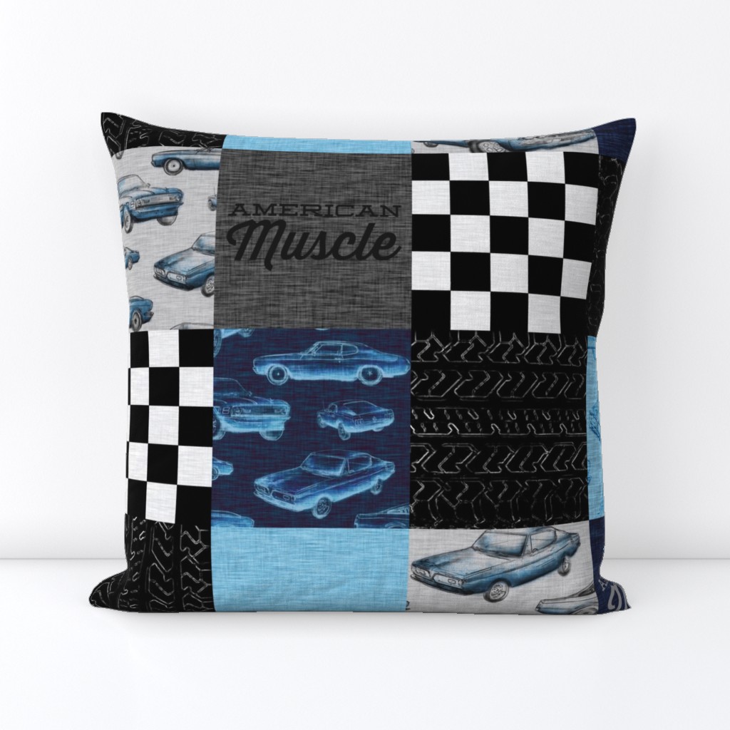 American Muscle Wholecloth Patchwork - blue