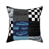 American Muscle Wholecloth Patchwork - blue