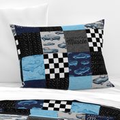 American Muscle Wholecloth Patchwork - blue