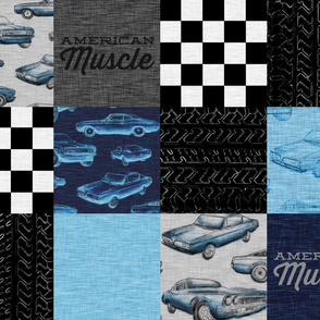 American Muscle Wholecloth Patchwork - blue