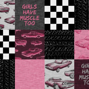 Girls Have Muscle Too Wholecloth Patchwork - watermelon