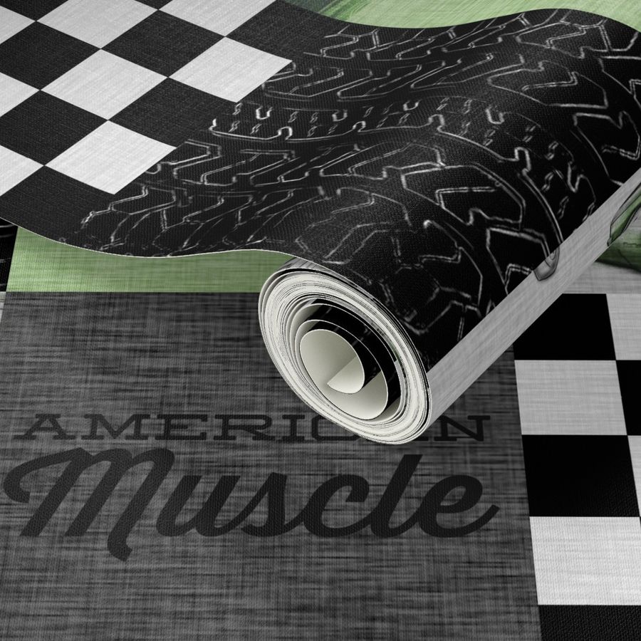 American Muscle Wholecloth Patchwork - green