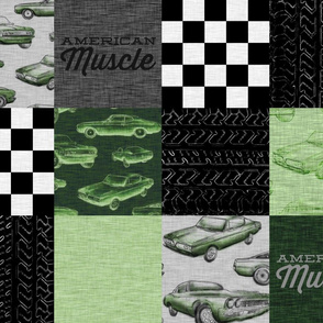 American Muscle Wholecloth Patchwork - green