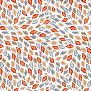 Summer decorative pattern with leaves on white background.