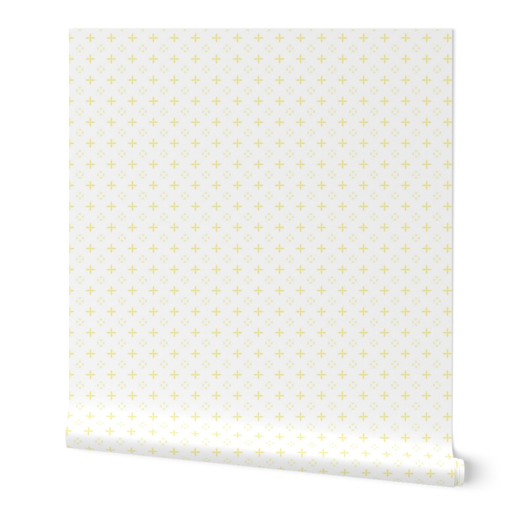 Ditsy print in a pale yellow on white