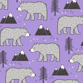 Mountain Bear  Woodland on Purple