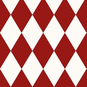Harlequin Pattern: Candy Apple Red and Cream, Red Diamonds