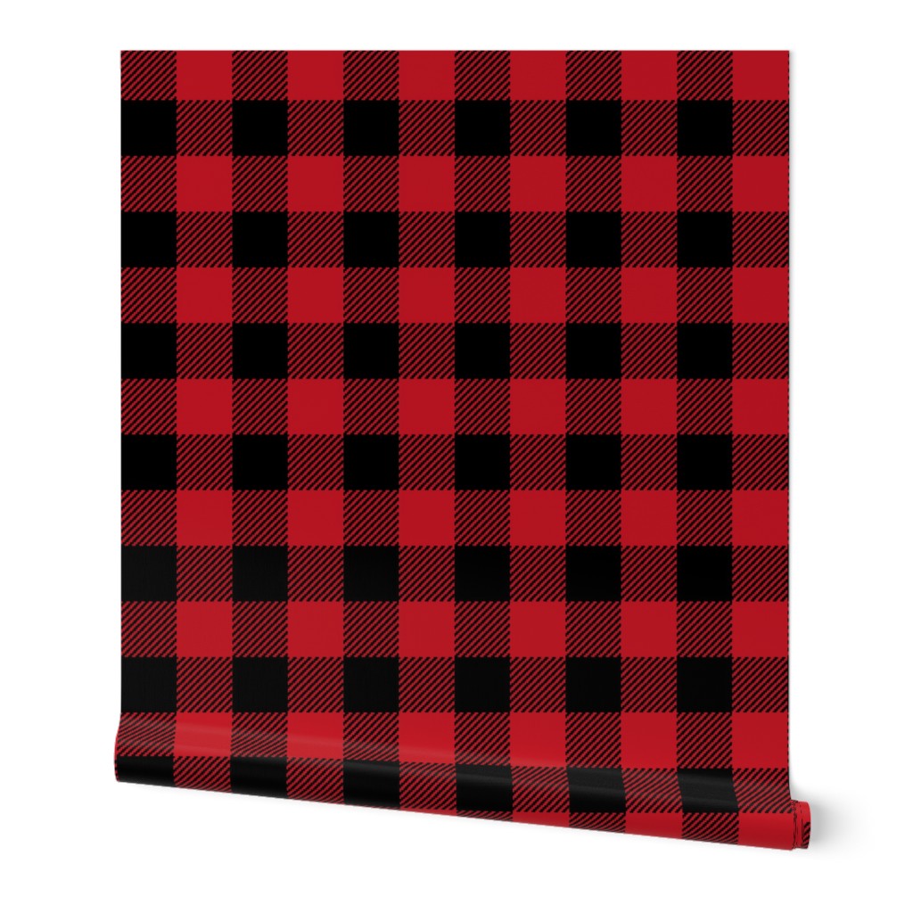 buffalo plaid 2" black and red kids cute nursery hunting outdoors camping red and black plaid checks