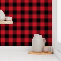 buffalo plaid 2" black and red kids cute nursery hunting outdoors camping red and black plaid checks