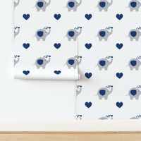 Navy Blue Elephant Hearts Baby Boy Nursery