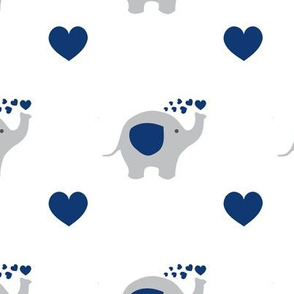 Navy Blue Elephant Hearts Baby Boy Nursery