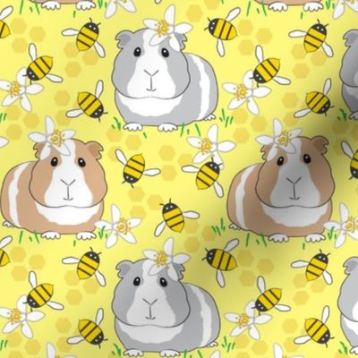 guinea-pigs-with-bees-on-very pale yellow