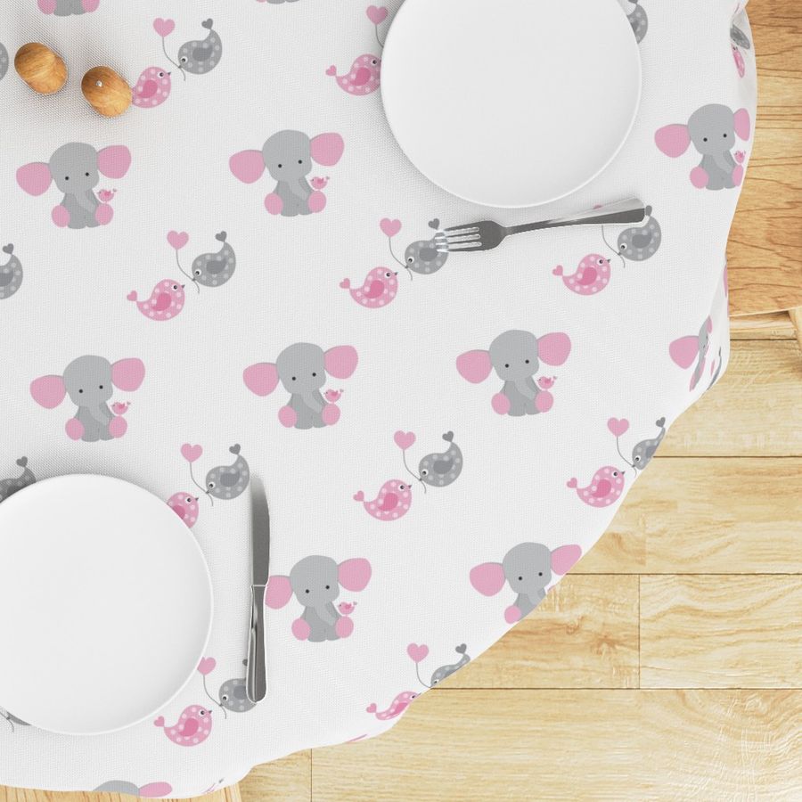 Pink Safari Elephant Bird Hearts Baby Girl Nursery