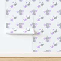 Purple Elephant Chickadee Bird Hearts Baby Girl Nursery