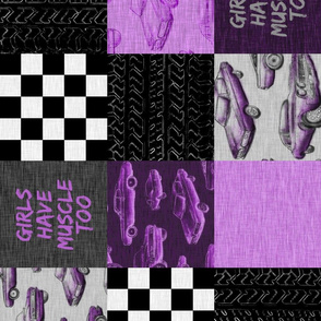 Girls Have Muscle Too - Purple - muscle Cars Wholecloth patchwork