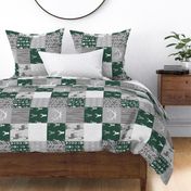 Patchwork Deer - evergreen and grey - rotated