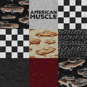 American Muscle Wholecloth Patchwork - red