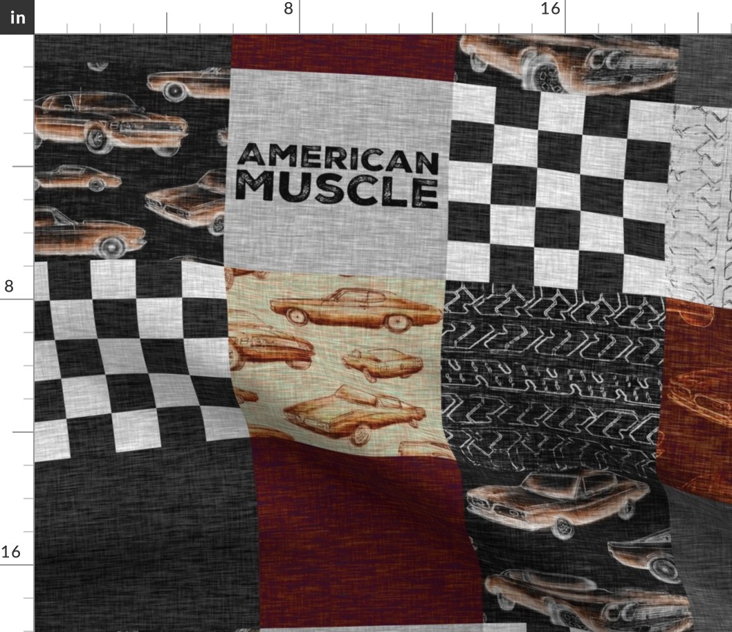 American Muscle Wholecloth Patchwork - red