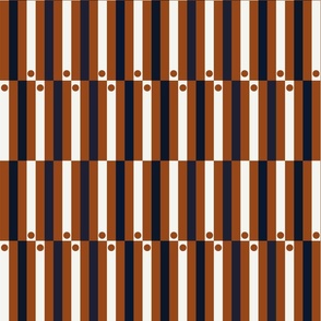 Albert 1B - Navy & Rust - Abstract Geometric Pattern - Stripes and Dots