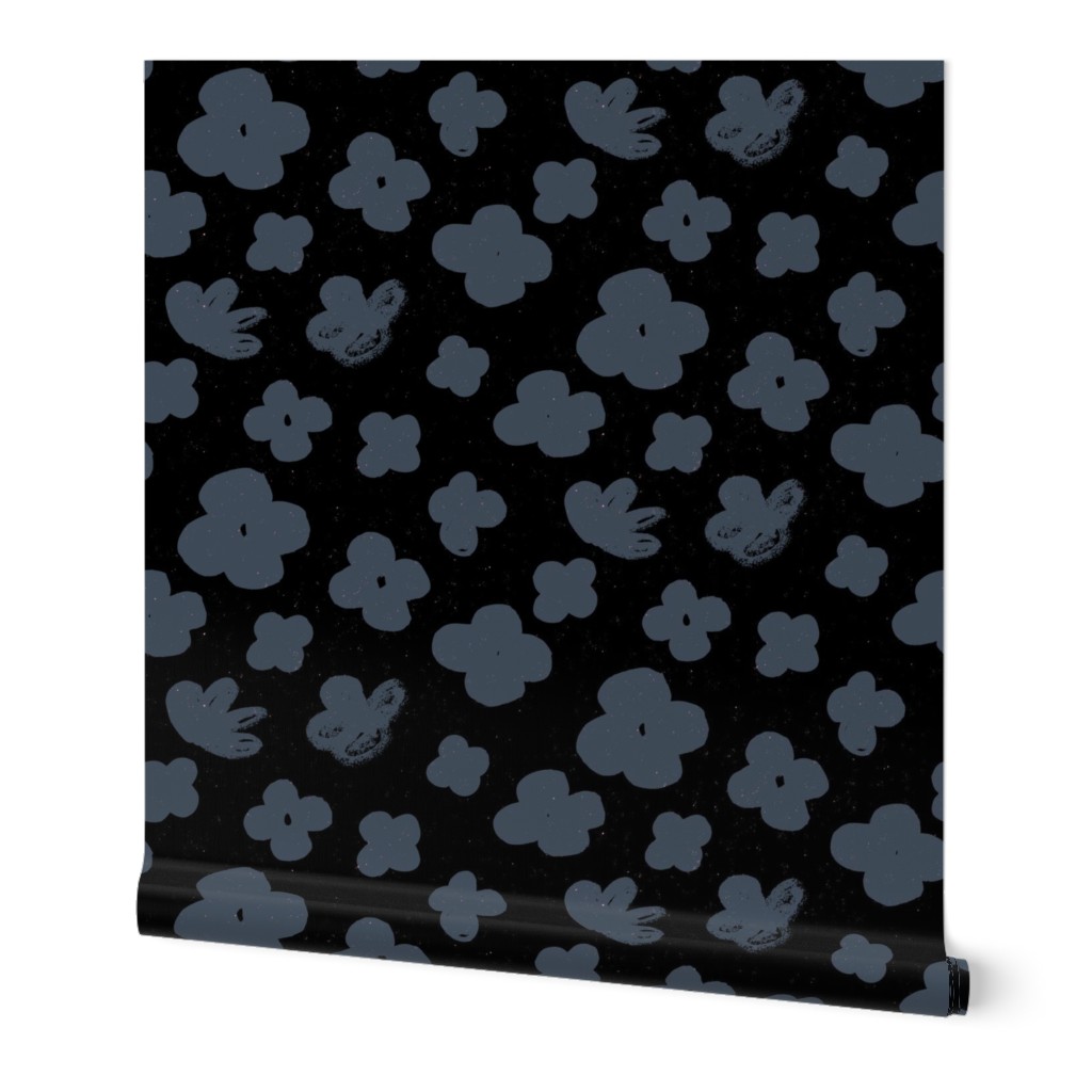 Big Flowers M+M Black Navy by Friztin