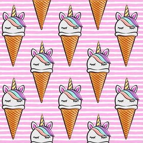 unicorn icecream cones - unicones on pink stripes