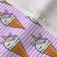 unicorn icecream cones - unicones on purple stripes