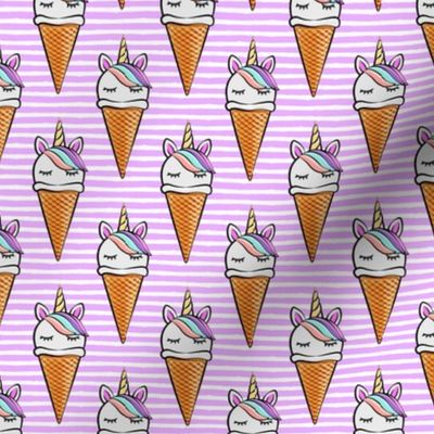 unicorn icecream cones - unicones on purple stripes