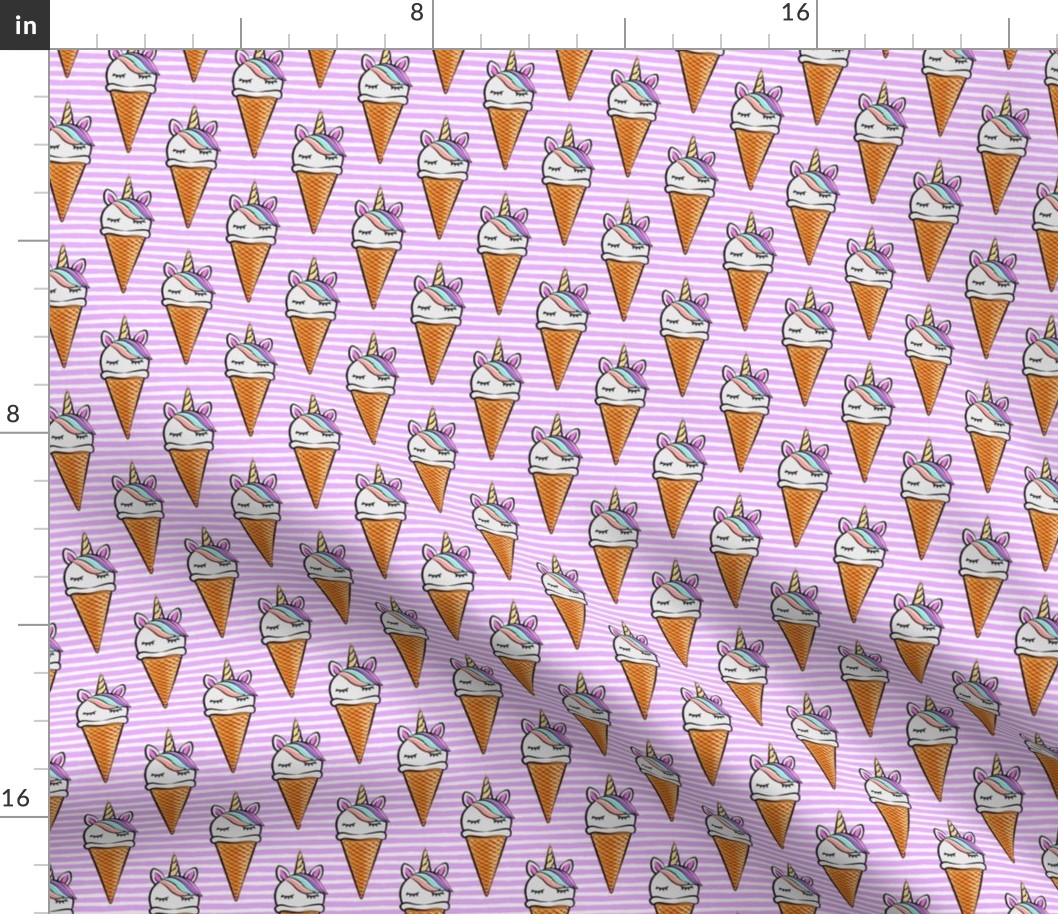 unicorn icecream cones - unicones on purple stripes