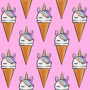 unicorn icecream cones - unicones on pink
