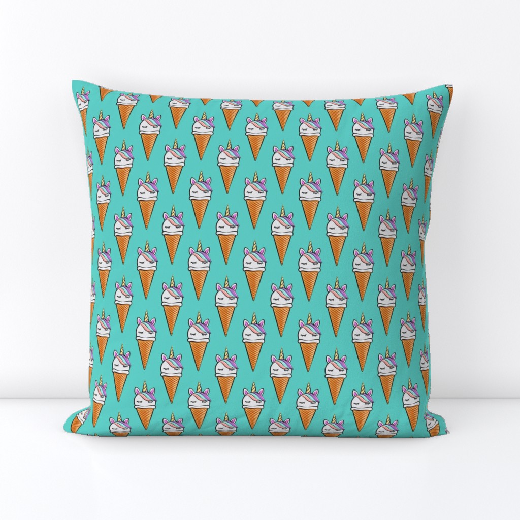 unicorn icecream cones - unicones on teal