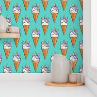 unicorn icecream cones - unicones on teal