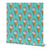 unicorn icecream cones - unicones on teal