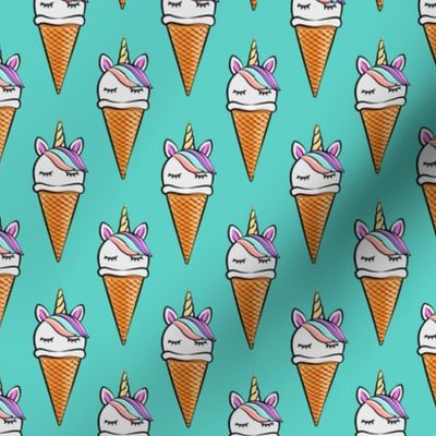 unicorn icecream cones - unicones on teal