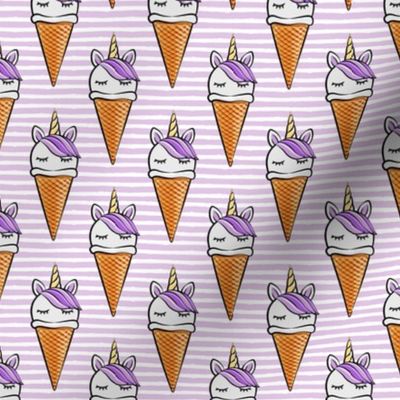 unicorn icecream cones - unicones - purple on purple stripes