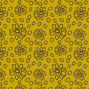 mustard flower outline Pattern