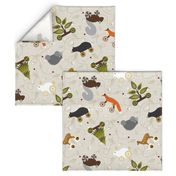 Woodland Animals Pull Toys Cream