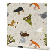 Woodland Animals Pull Toys Cream