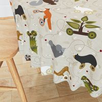 Woodland Animals Pull Toys Cream