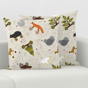 Woodland Animals Pull Toys Cream