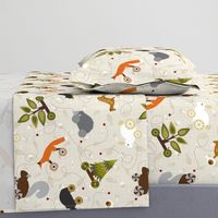 Woodland Animals Pull Toys Cream