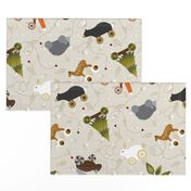 Woodland Animals Pull Toys Cream