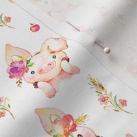 Miss Piglet - Baby Girl Pig with Flowers & Apples
