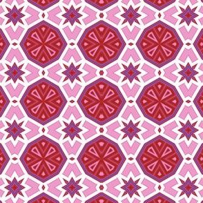 Red Pink and Off White Geometric